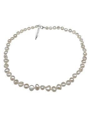 White Freshwater Genuine Pearl Beaded Necklace Natural Cultured Pearls